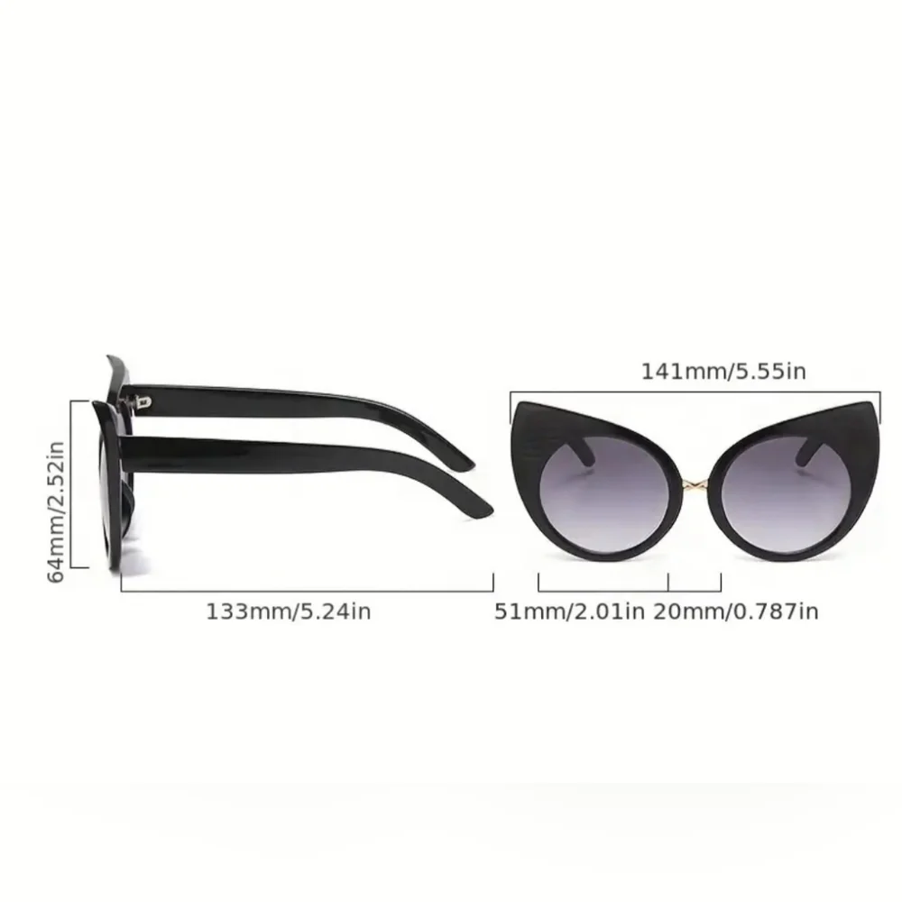 VON D Y2K CAT EYE BLACK DARK GOTH SUNGLASSES NWOT